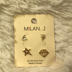 Korea earrings stars diamond triangle 92.5% silver